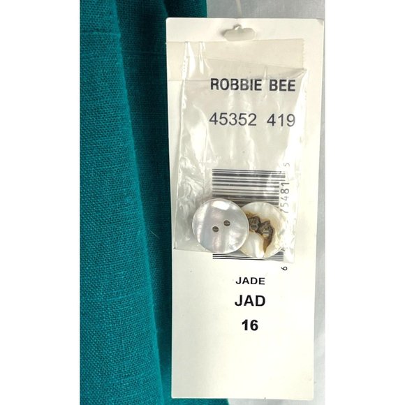 VTG 90's Robbie Bee Linen Blend Maxi Shell Button Front Dress, Women's Size 16 - Picture 15 of 16